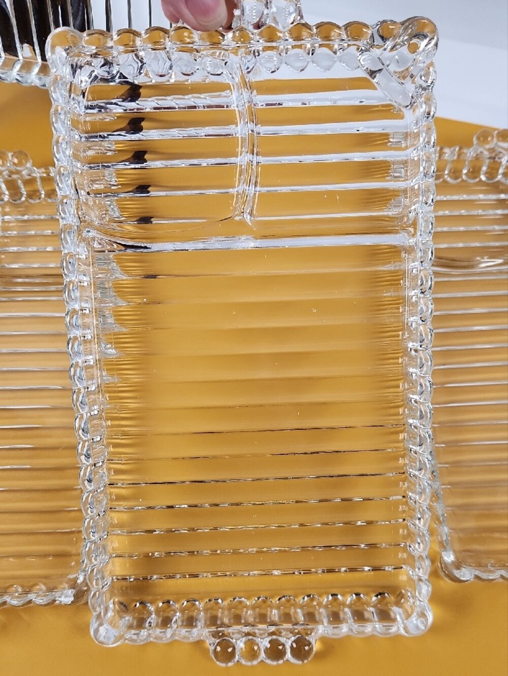 Mid Century Vintage Collectable Hazel Atlas Rolling Glass Dessert Trays. 6 Trays - Picture 8 of 12